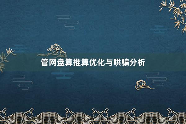 管网盘算推算优化与哄骗分析